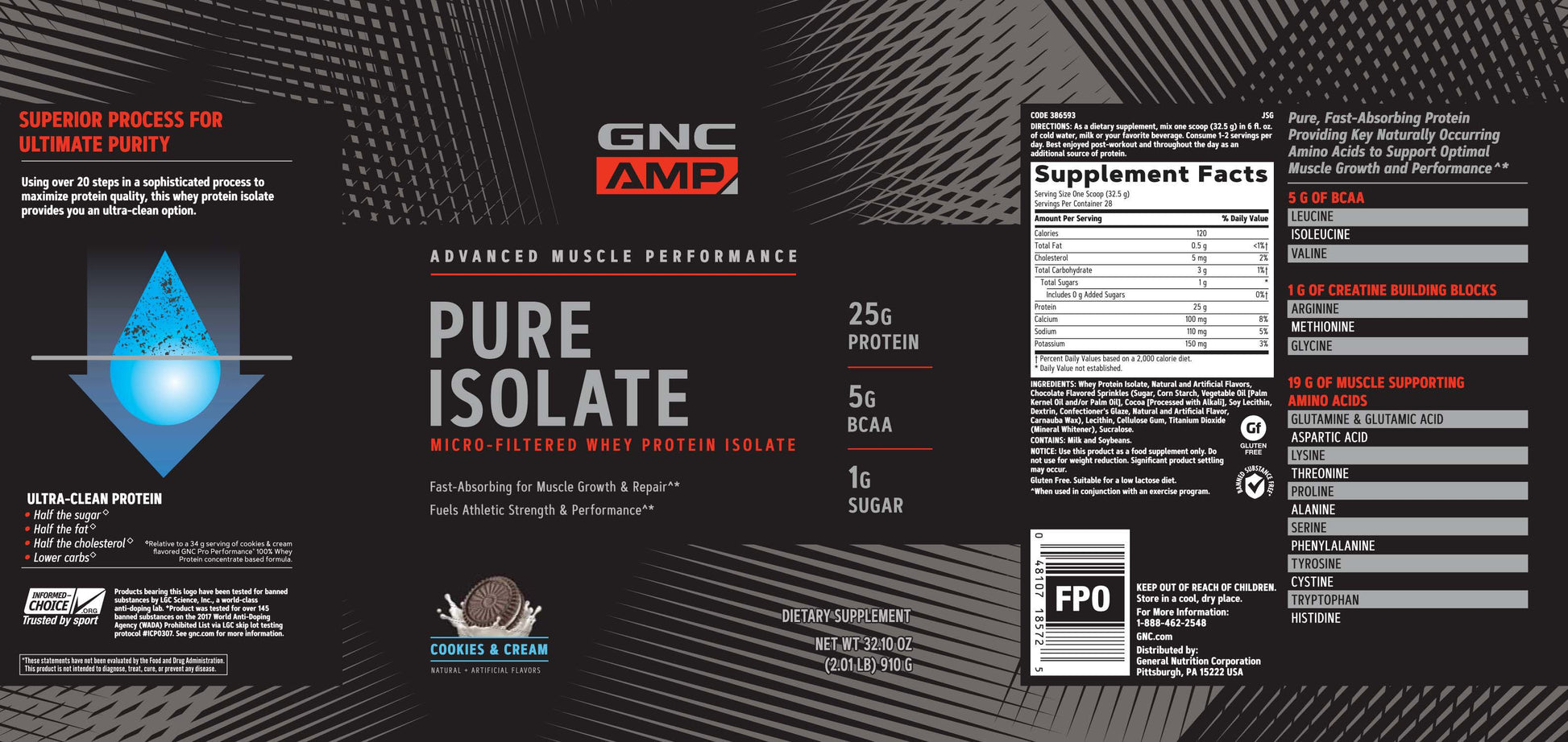GNC AMP Pure Isolate - Nutrition Facts & Supplement Information