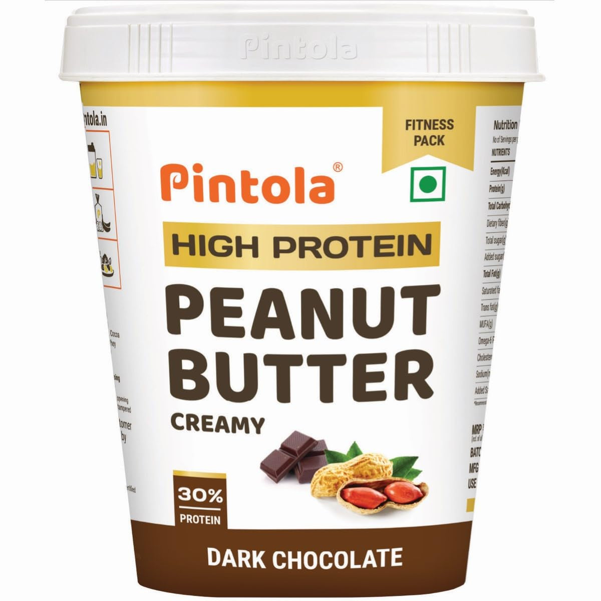 Pintola High Protein Peanut Butter - Dark Chocolate Creamy (1 kg)